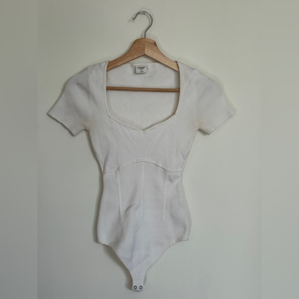 Abercrombie & Fitch Cream Ribbed Bodysuit
